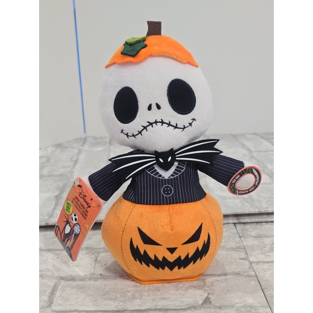 Disney Jack Skellington Poppin' Pumpkin King Animated Plush Nightmare VIDEO